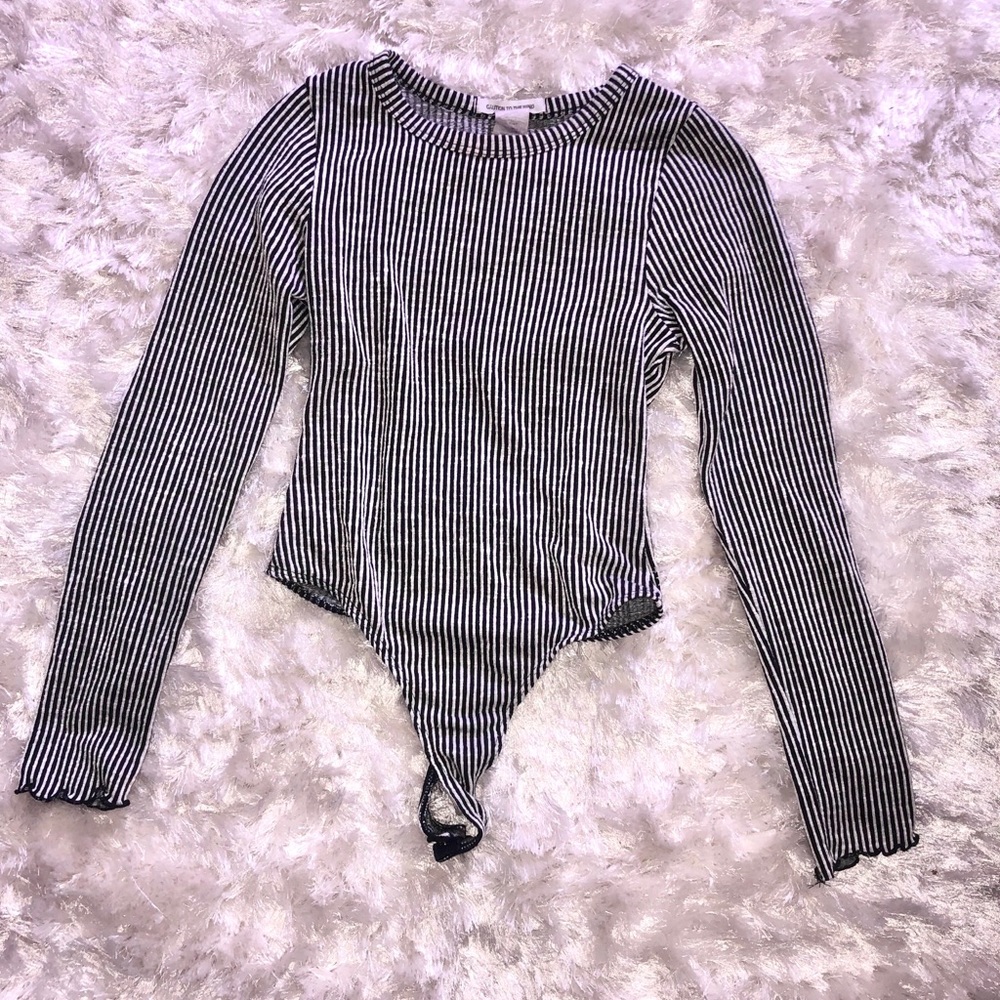 Striped Bodysuit Black and White